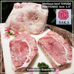 Beef TOPSIDE Australia MELTIQUE SAKA meltik (wagyu alike) daging rendang dendeng frozen SAIKORO DICED CUBED DADU cuts 4cm 1.5" (price/pack 500g 9-10pcs)